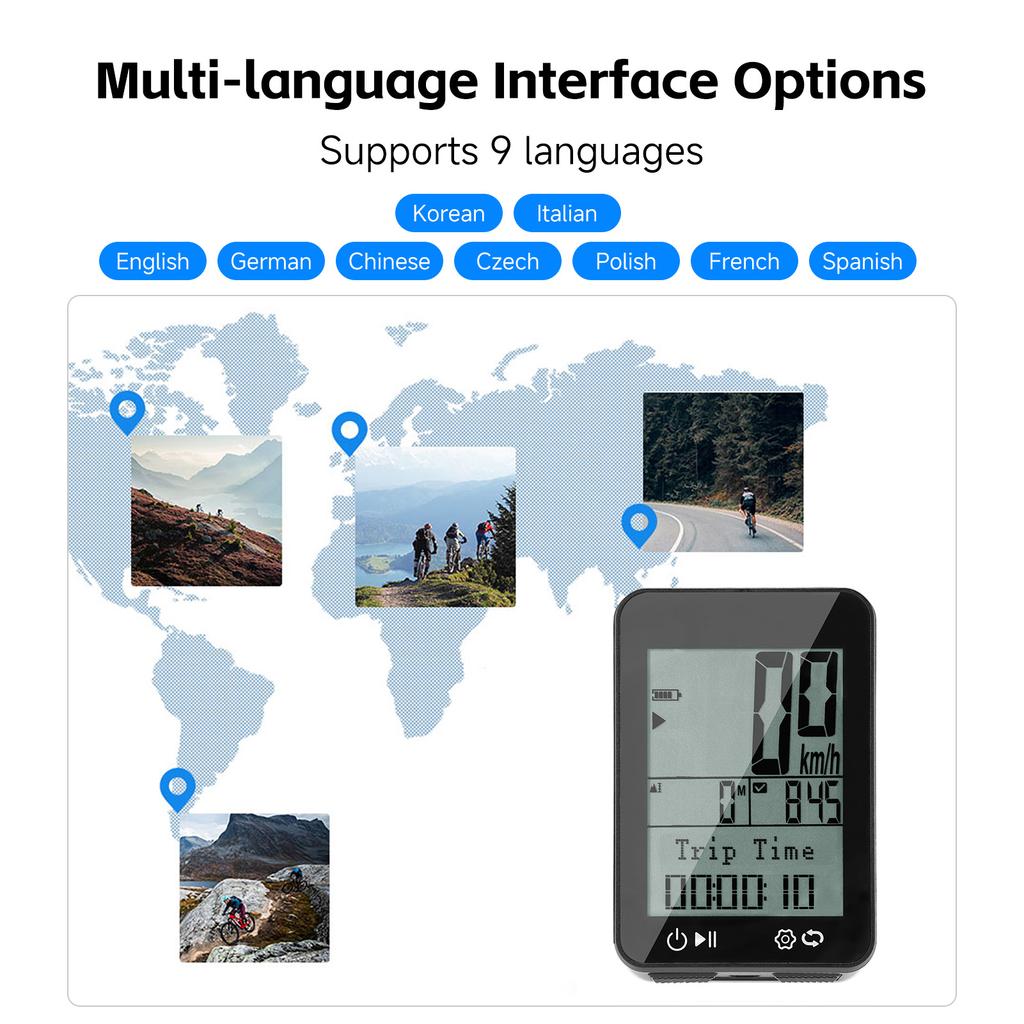 GPS Велокомпьютер IPX7 Водонепроницаемый 2,4-дюймовый FSTN Дисплей Ночная Езда Отслеживание Расстояния Скорости Высоты Ti