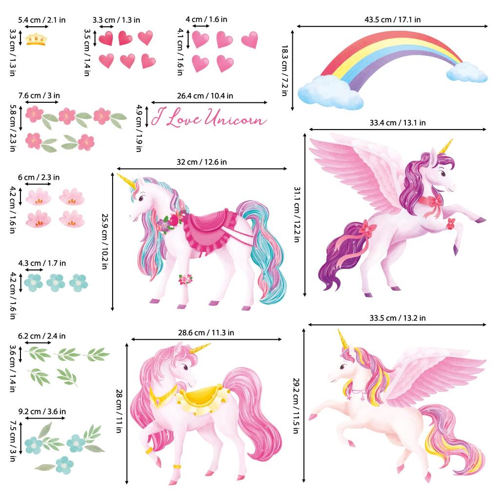 DECOWALL Единорог и Радуга Наклейка на стену Деко Детский сад Детская комната DIY Наклейка на стену Наклейка на стену Наклейка на стену Наклейка для мальчиков и девочек Детская ванная комната
