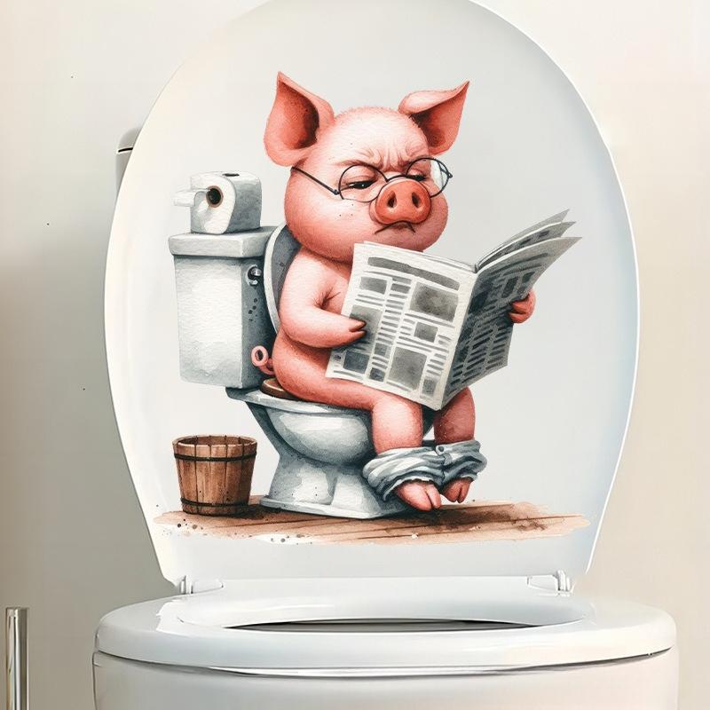 Забавные животные ПВХ наклейки на сиденье унитаза Обезьяна Зебра Жираф Декали Водонепроницаемый декор для стен и дверей ванной комнаты Креативные съемные наклейки