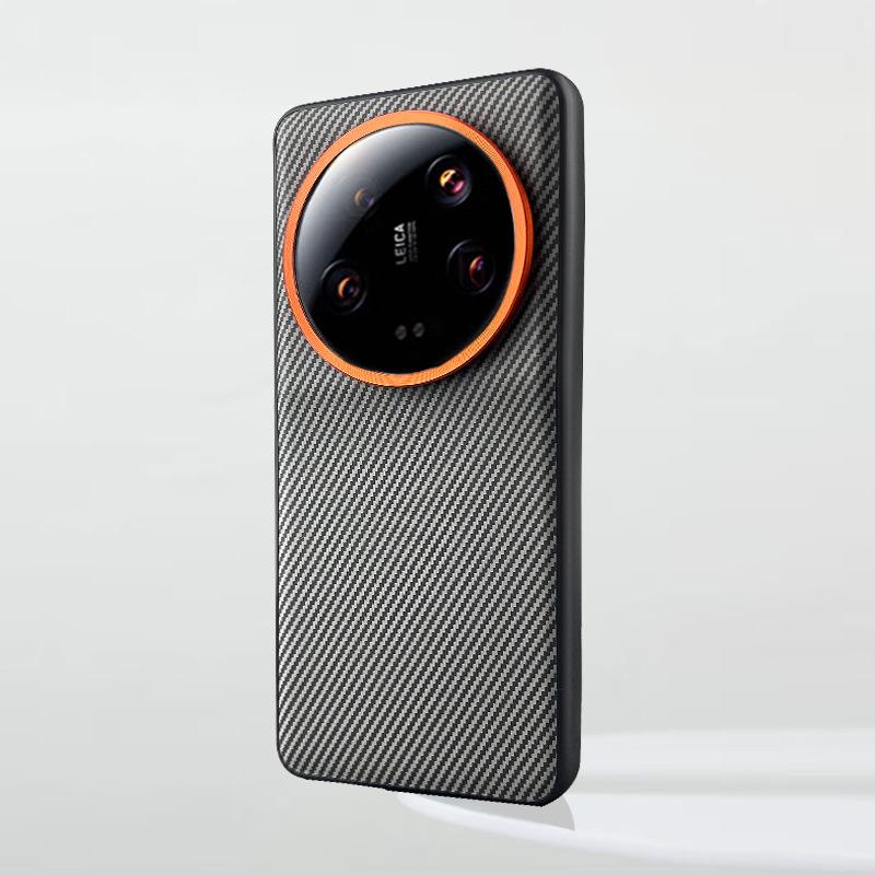 Чехол для телефона из гладкой кожи с текстурой под карбон для Xiaomi 14 Ultra Mi14 Pro Mi 13 Ultra Защитная крышка с большим отверстием для аппаратной линзы