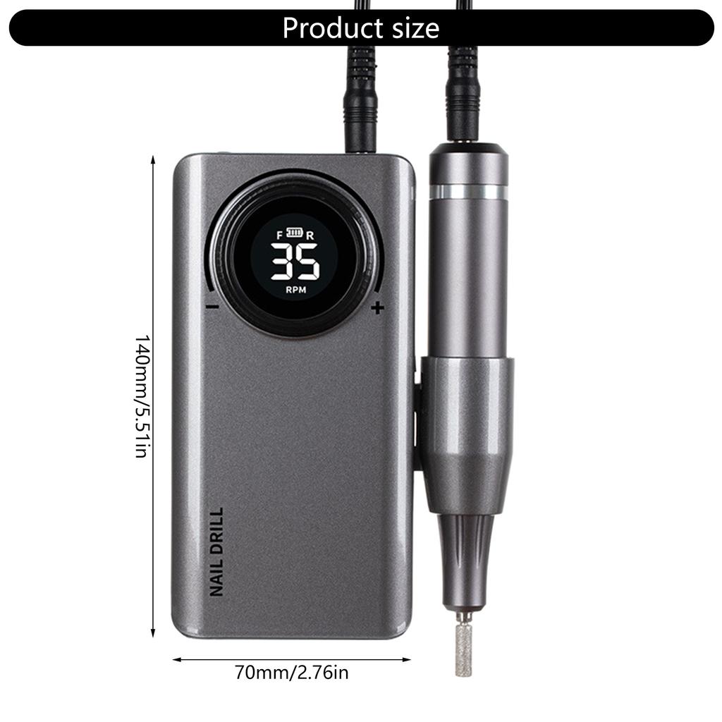 Профессиональная электрическая машинка для маникюра и педикюра 0-35000 об/мин для акриловых ногтей с 6 насадками для домашнего использования