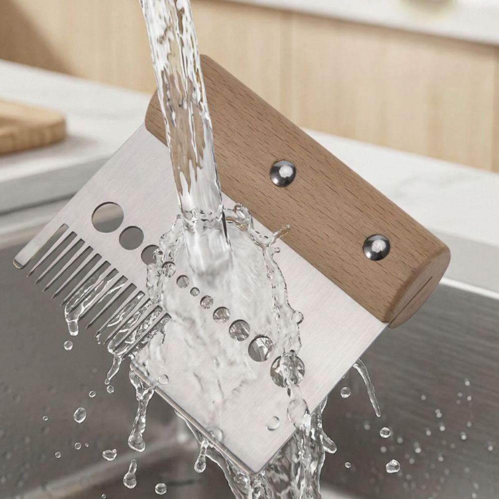 3 in 1 Multi-Purpose Scallion Slicer Wood Handle Scallion Cutter Creative Herb Stripper Restaurant