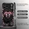 Black Lace with Pink Heart phone case mobile phones for iphone 17 pro max cover Glass for iPhone 17 16 15 14 13 12 11pm Pro Plus