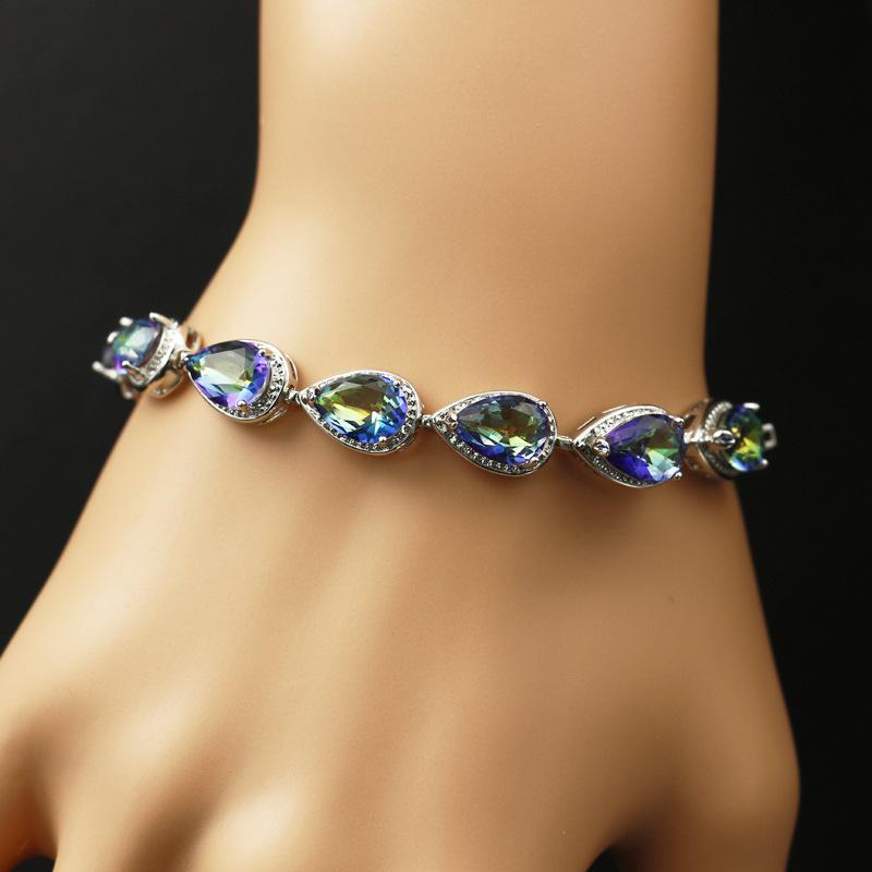 Cellacity Нежный браслет в форме капли воды с драгоценными камнями для женщин, роскошные ювелирные изделия из серебра 925 пробы с топазом, модный подарок для женщин