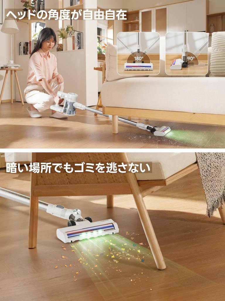 Беспроводной пылесос 38000 Па Беспроводной пылесос Leacco Cyclone 3-ступенчатая мощность всасывания 45 минут работы Легкий пылесос Stick 10 ступеней