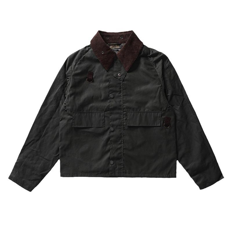 Куртка унисекс GDDQSDC Hunting Oil Wax Jacket – для ловли рыбы нахлыстом, свободный короткий силуэт, ретро-топ с отворотом