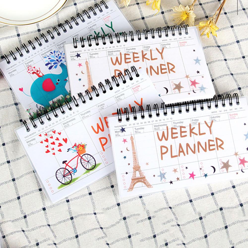 Notebook Up-turning Student Notebook Cartoon Weekly Planning Tearable Schedule Book