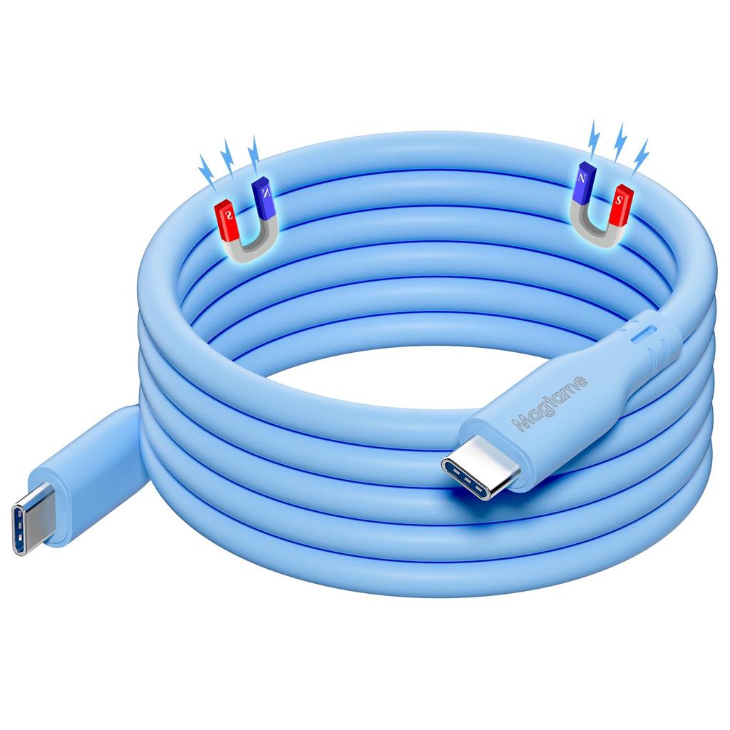 Magtame Silicone Magnetic PD60W Fast CTOC 480Mbps Data Compatible with iPhone MacBook Type-C Cable, Material, Adsorption, Tangle-Resistant, Type-C