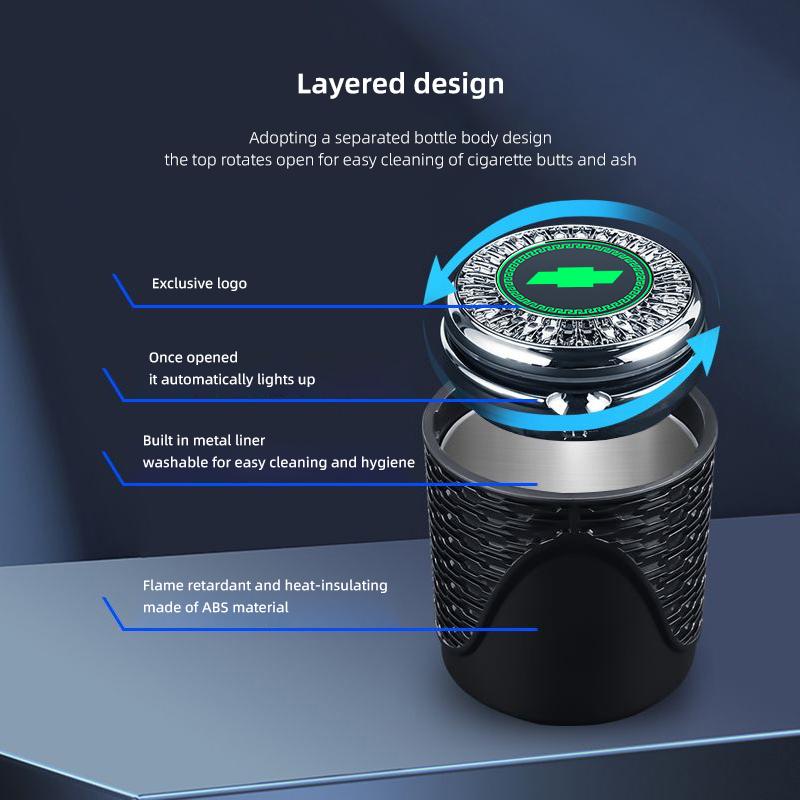 Portable Car Ashtray Cup LED Light Cigarette Ash Tray For Chevrolet Spark Captiva Cruze Malibu Equinox Trax Camaro Blazer Bolt