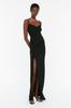 Women's Fashion New Evening Dress & Graduation Dress Black Knitted Long Evening Dress