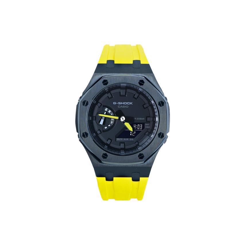 Casio Мужские часы с двойным дисплеем (жидкокристаллический/аналоговый) Серия Черные часы GA-2100-7A-