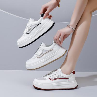 2025 летние маленькие белые туфли, новая корейская версия, женские студенческие туфли на платформе, увеличивающие рост, спортивная обувь для сноуборда, повседневная уличная съемка H150