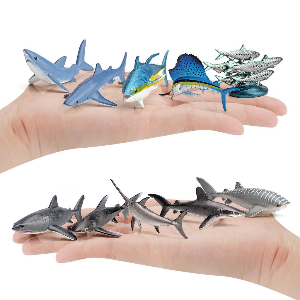 Mini Ocean Animal Model Set Realistic Pvc Figures Includes Sardine Shark And Marlin 10 Piece Collection