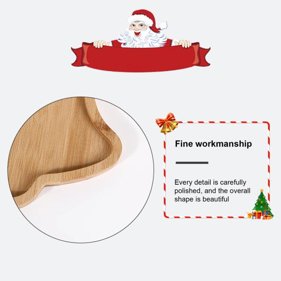 Christmas Snack Tray Bamboo Serving Plate Decorative Platter Nuts Display Desktop Food Tray Modern Home Fruit Bowl Christmas Tree Shape Party
