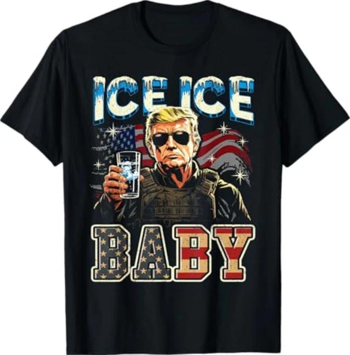 Винтажная футболка Ice Baby с забавным Трампом, 100% хлопок, мужская футболка, топ