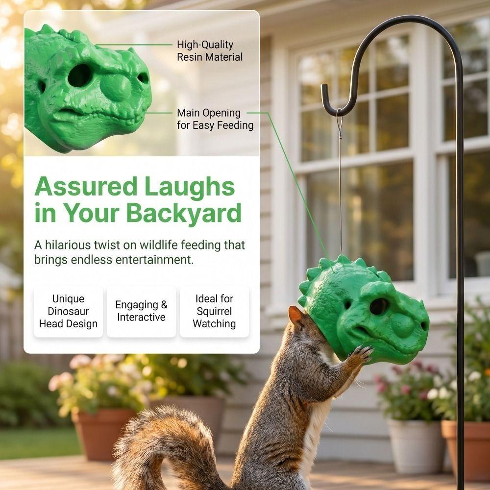 Large Capacity T-Rex Head Squirrel Feeder 3D Printed Squirrel Feeder Ornament Home