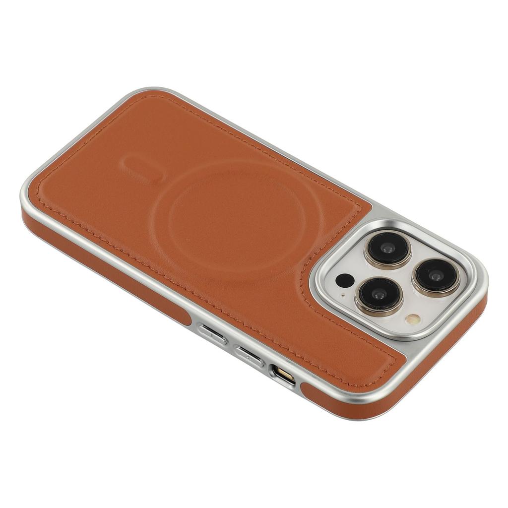For iPhone 14 Pro Max Case Compatible with MagSafe Electroplating Edge PU+TPU+PC Phone Back Cover