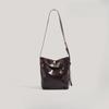 Niche Oil Wax Leather Simple Small Bucket Bag Retro Single Shoulder Crossbody Casual Small Bag Girl