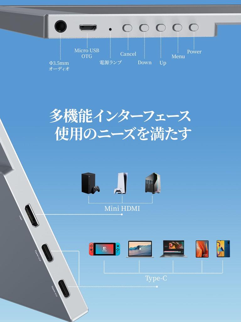 Mobile Monitor Cocopar Inches 2K Resolution 2256x1504 IPS Panel High Brightness 400nits sRGB Wide Color Gamut Thin Narrow Frame Lightweight 390g