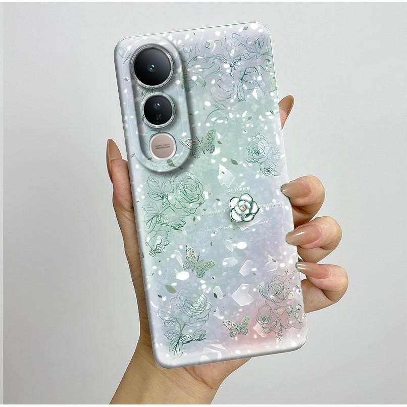 Чехол для телефона Vivo V50 Lite 5G Эстетичный Роскошный Мягкий Силиконовый Ударопрочный Защита объектива камеры Задние крышки Противоскользящие Fundas
