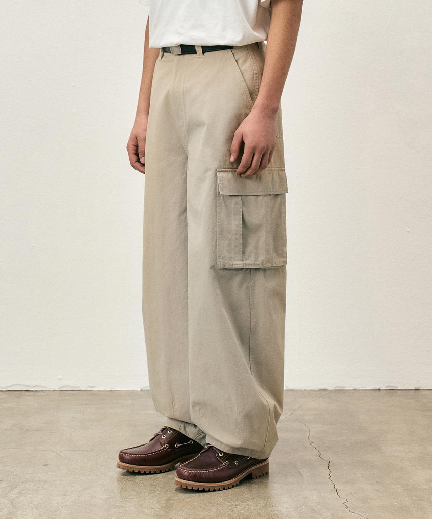 COSTUME O’CLOCK Cotton Washed Balloon Cargo Pants Light Beige Coospt244Lbeige