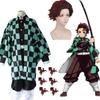 Adult Kids Demon Slayer Corps Kimetsu No Yaiba Kisatsutai Kamado Tanjirou Uniform Agatsuma Zenitsu Cosplay Costume Anime Cloak