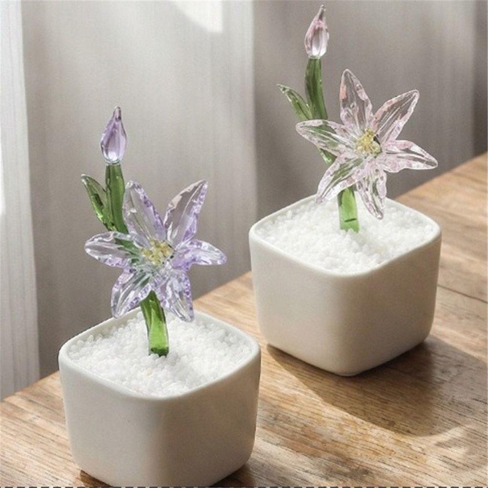 with Flowerpot Glass Flower Bouquet Mini Glass Flower Decor Wedding Decoration