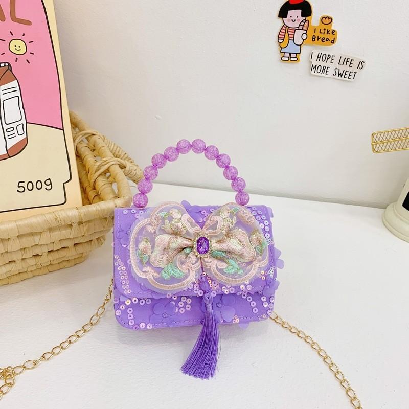 Kids Shoulder Bag With Floral Design And Tassel For Daily Outfits** Characters Included)