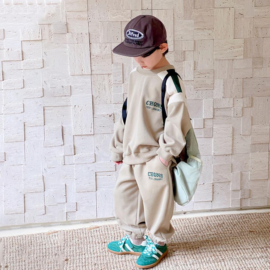 Мальчиковый осенний наряд, Детская одежда, Новый стиль, Детская осенняя толстовка в западном стиле, Комплект из двух предметов, Мальчиковая весенне-осенняя одежда