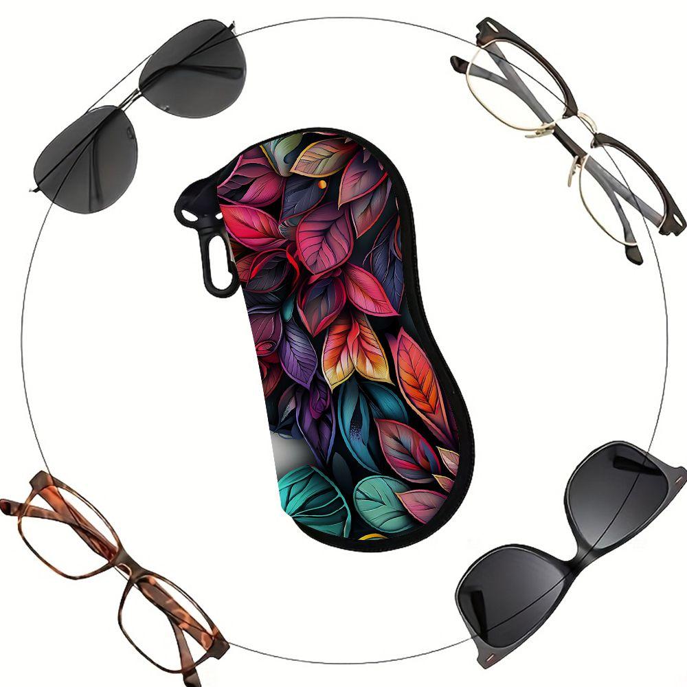 Bohemian Floral Pattern Zipper Sunglasses Case, Vibrant Artistic Botanical Eyeglasses Holder, Protective Spectacle Travel Box for Women Gifts