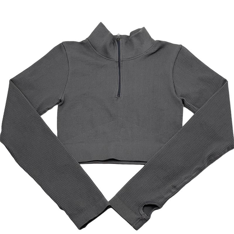 Женский бесшовный костюм для йоги с высокой талией — впитывающий пот, приподнимающий бедра, облегающий, с длинным рукавом, для фитнеса.