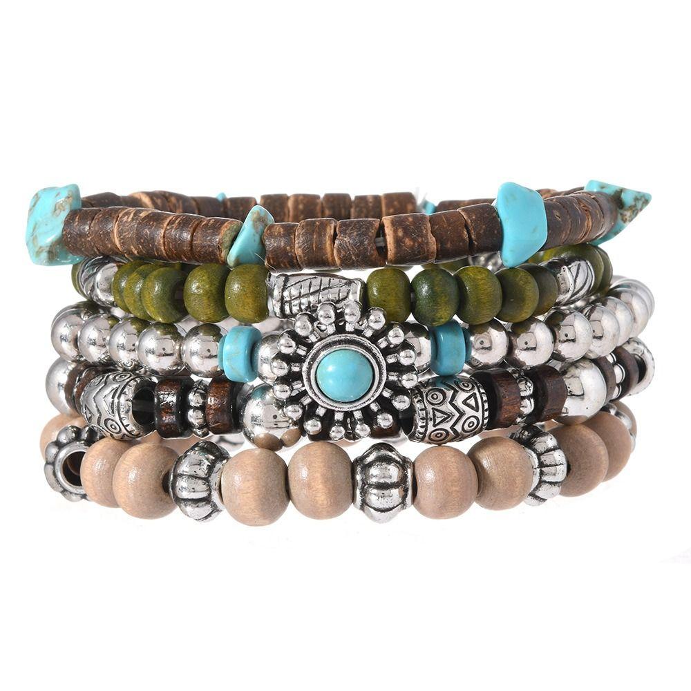 4 шт./компл. модные богемные стекируемые браслеты многослойные богемные браслеты из бисера подарок для девочек