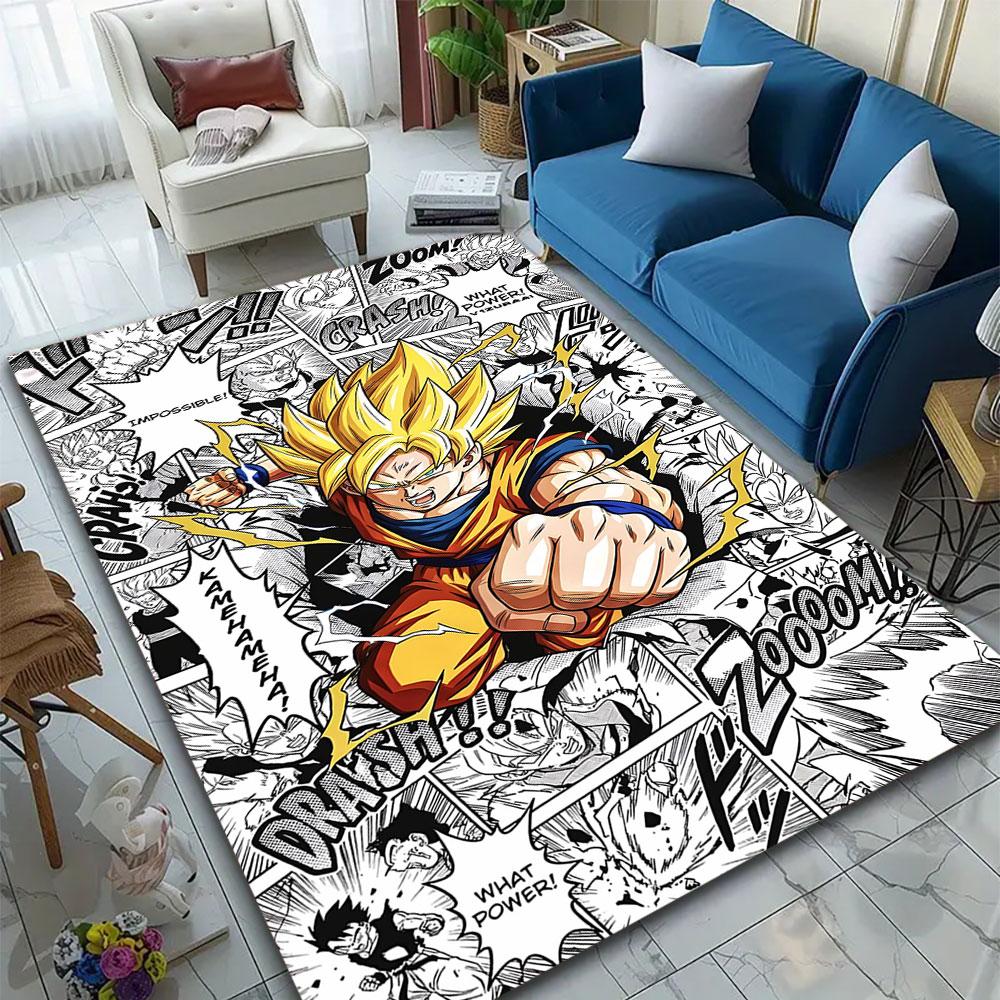 "Super Saiyan Power Comic Style Rug" Patterned carpet, suitable as a non slip play mat for the living room and bedroom sofa