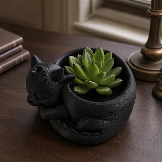 Flowerpot Ornament 3D Printed Sleeping Dragon Shape Matte Large Curved Planter 1 Pc