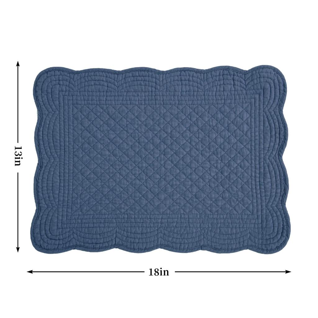 Quilted Placemats Washable-13X18 inches Rectangular Placemats for Kitchen Table-100% Cotton Fabric Rectangular Table Mats