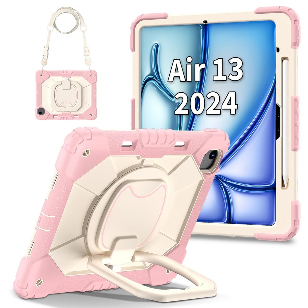 Для Apple iPad Air 13 (2024)/ iPad Air 13 дюймов (M2). Вращающаяся на 360° рукоятка, прочная защитная подставка TPU+PC 3 в 1, противоударный чехол для планшета и ПК