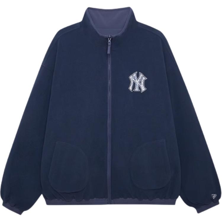 New Era FW24 MLB Логотип Двусторонняя Свободная Теплая Толстая Куртка с Воротником-стойкой с Длинным Рукавом Унисекс Куртки Темно-синий 14385095
