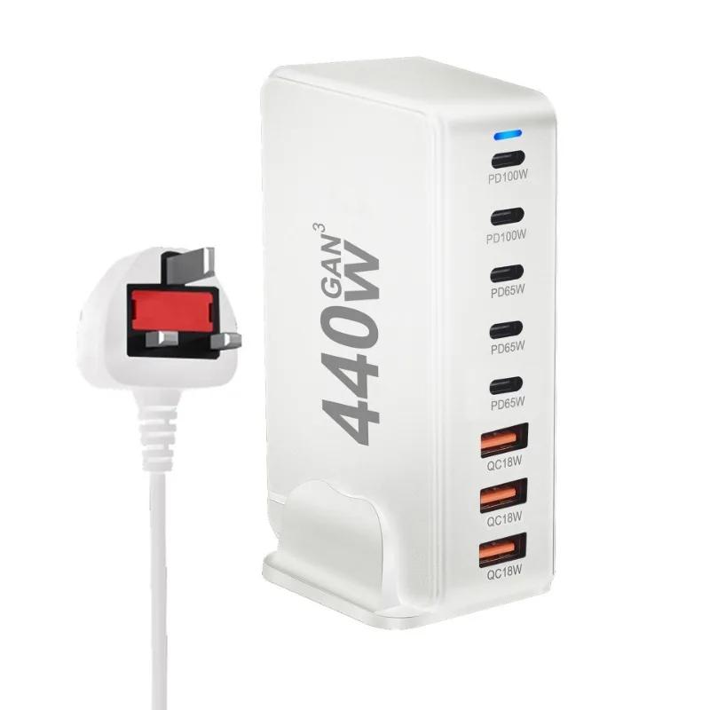 440 Вт GAN USB TypeC многопортовый настольный дорожный зарядный адаптер PD зарядное устройство офисное домашнее зарядное устройство для США ЕС Великобритания Австралия вилка