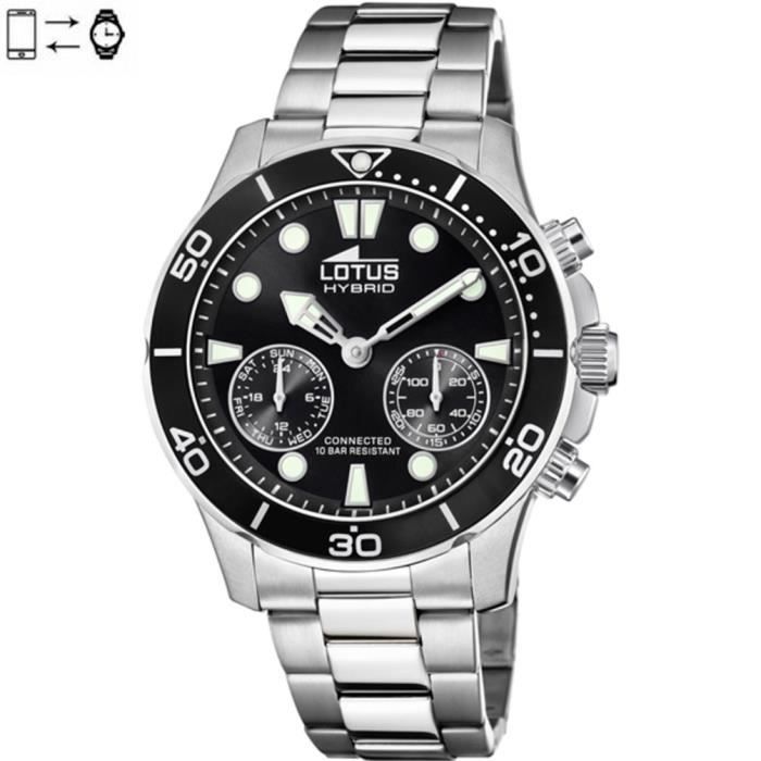 Montre - LOTUS - Hybrid Connected - Acier inoxydable - Cadran noir - Étanchéité 3 Atm