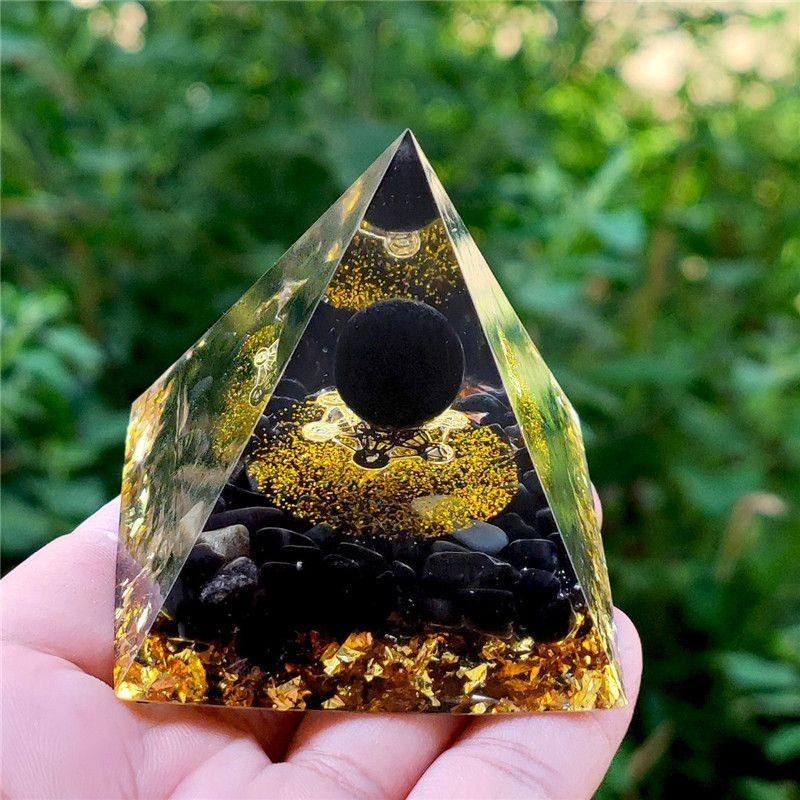 Orgonite Chakra Energy Pyramid Amethyst Crystal Home Decor Meditation Ornament Craft Gift