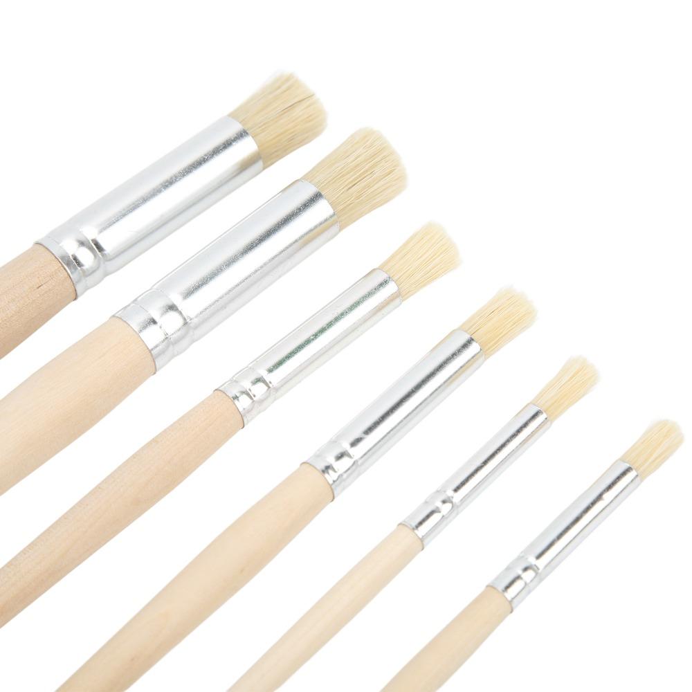 6PCS Round Shaped Round Head Brushes Stiff Hair Oil Painting Brushes Paint Brush Set Oil Painting