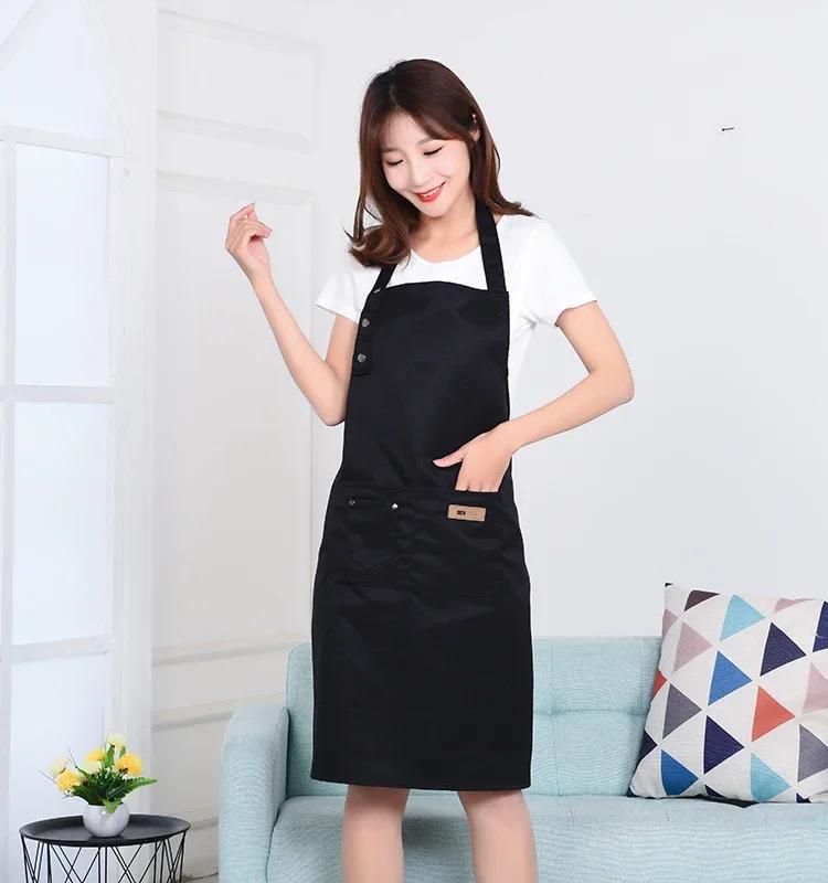 Новые модные холщовые кухонные фартуки для женщин и мужчин, рабочий фартук для повара для гриля, ресторана, бара, кафе, красоты, маникюра, студии, униформа