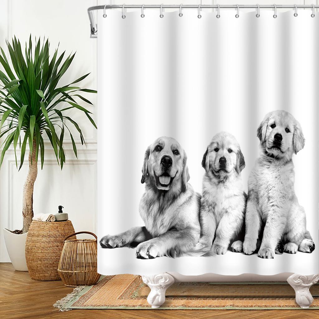 Забавная шторка для душа с котами, мультяшные милые коты, собака, детская шторка для душа для ванной, водонепроницаемый полиэстер, домашний декор, шторки для душа