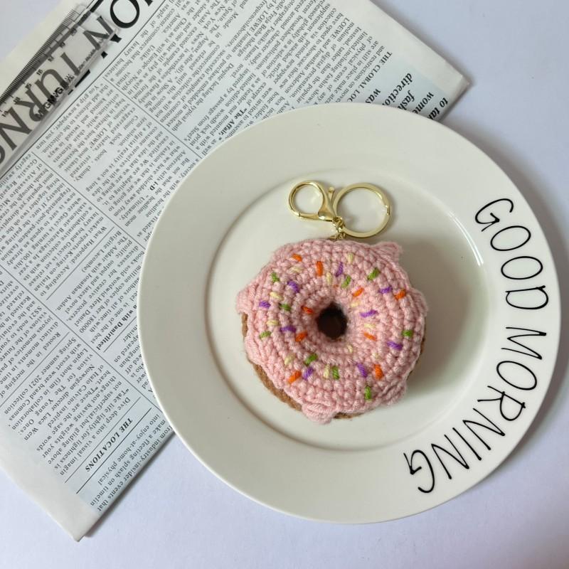 Cute Ice Cream Cone Crochet Keychain For Bag Pendant Colored Ice Cream Knitting Keychain For Gifts Custom Accessories