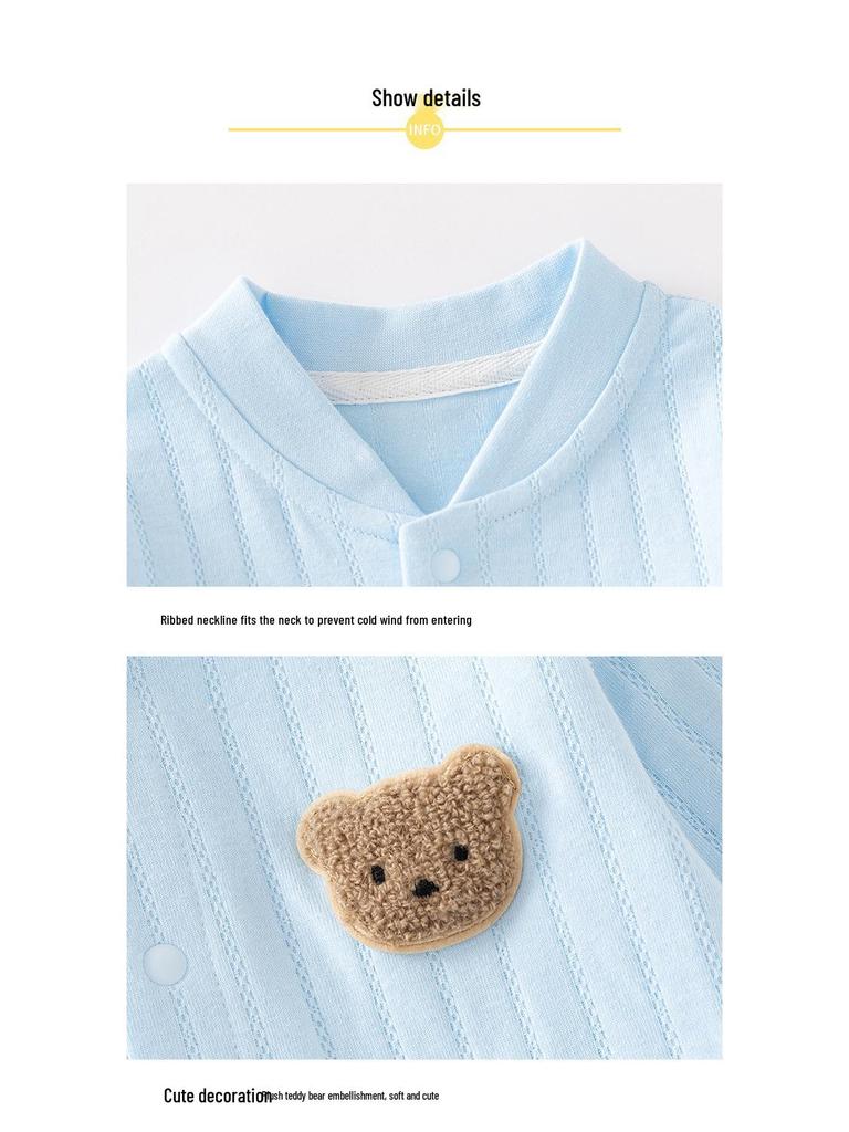 Детский боди из чистого хлопка, стиль четырех сезонов, без косточек, ромпер, штаны-шаровары, пижама для новорожденного, весна, осень.