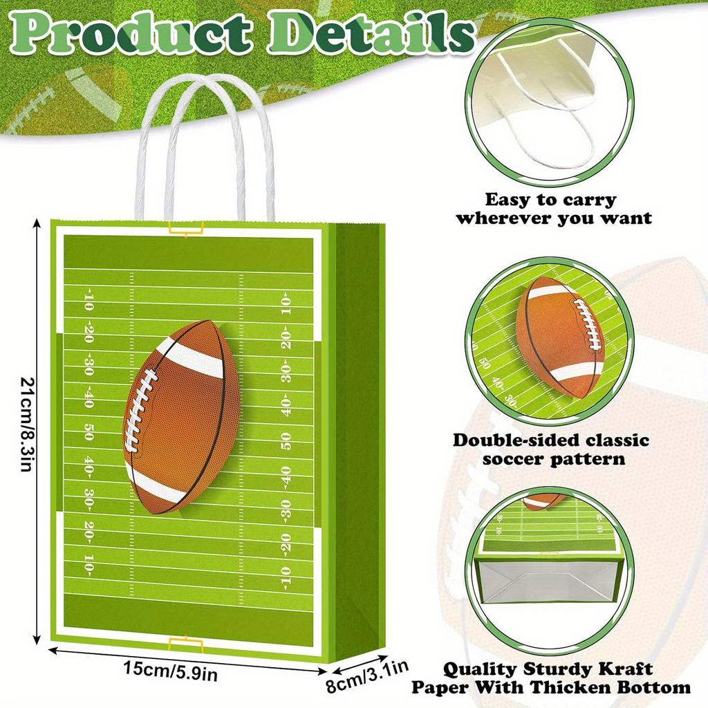 20 шт. подарочных пакетов для футбольной вечеринки, подарочные пакеты для футбола, пакеты для сладостей, подарочные пакеты для спортивной вечеринки на спортивную тематику, день рождения, подарочный пакет для вечеринки с ручками