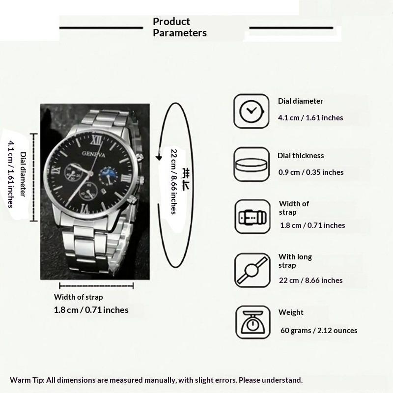 Часы Мужские с Римским циферблатом Кварцевые Часы Бизнес Премиум Набор Аксессуаров для Часов