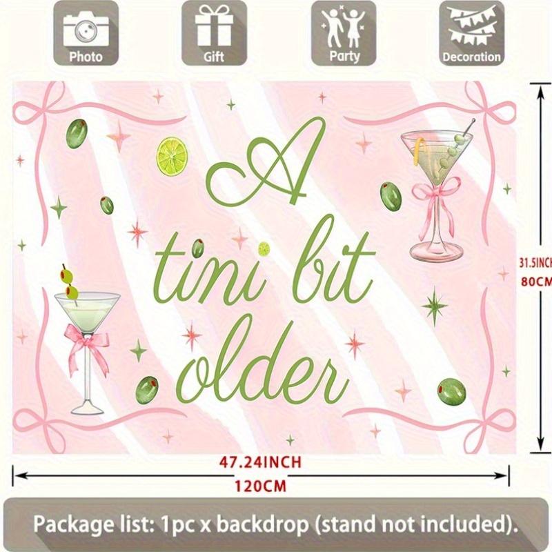 Martini-themed party banner - Pink and green, featuring martini glasses, lime slices, bows and stars -