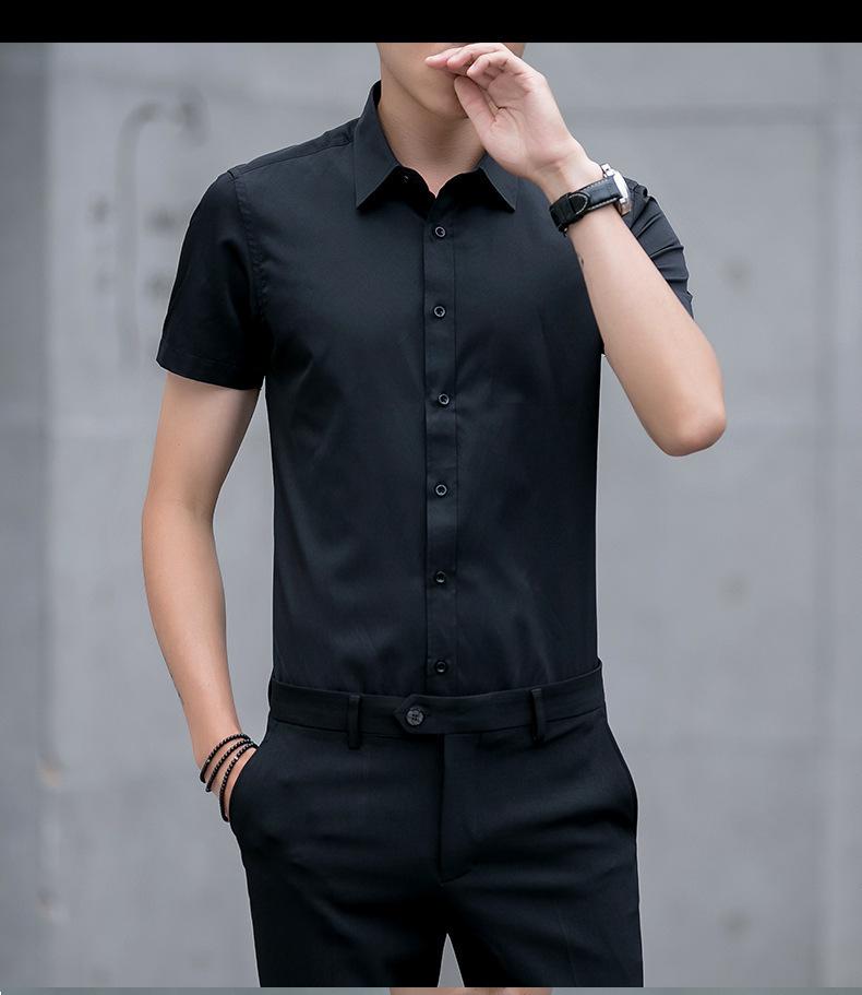 Мужская приталенная белая рубашка с длинным рукавом и защитой от морщин