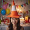 Foldable Design Conical Hat Stage Hat Party Hip Hop Hat Funny Traffic Cone Hat  Stage Performance